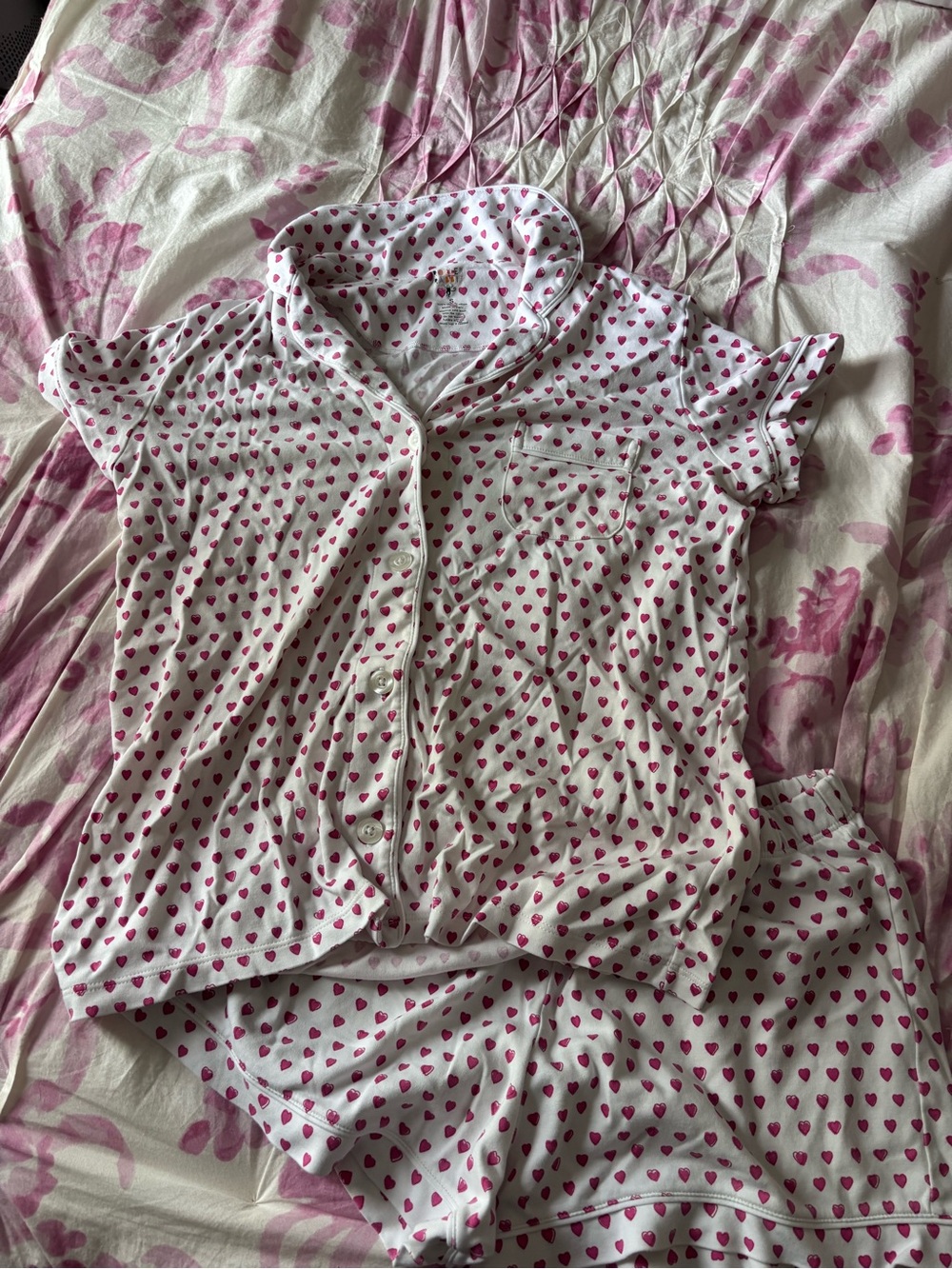 Roller Rabbit White and Pink Heart Pajama Set
